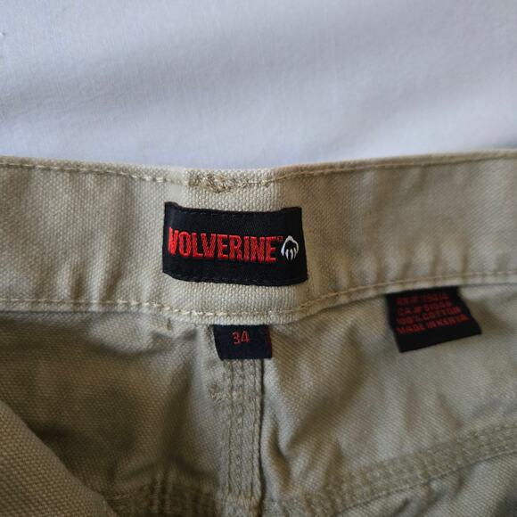 Wolverine Work Shorts - Men's 34 - Khaki (Beige) 9" Inseam - Utility Pockets - Picture 2 of 5